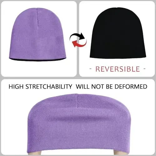 ZOORON 1 & 2 Pack Unisex Beanie for Men Women Reversible Winter Beanies Hat Knit Warm Plain Skull Cap Daily Beanie Hat - 3