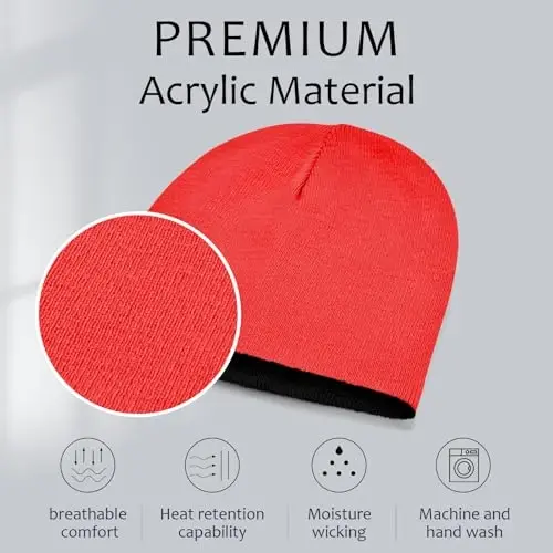 ZOORON 1 & 2 Pack Unisex Beanie for Men Women Reversible Winter Beanies Hat Knit Warm Plain Skull Cap Daily Beanie Hat - 3