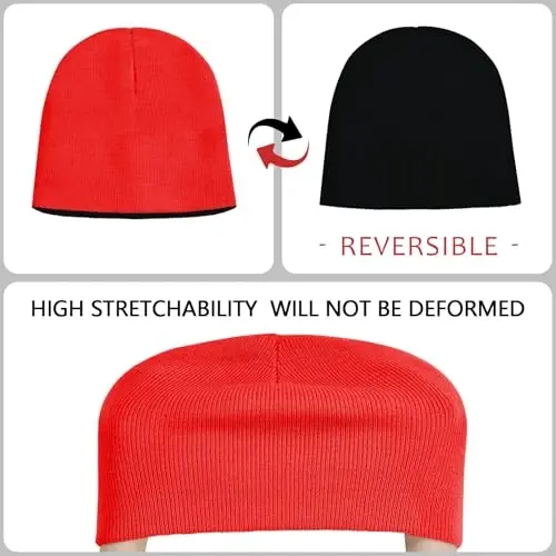 ZOORON 1 & 2 Pack Unisex Beanie for Men Women Reversible Winter Beanies Hat Knit Warm Plain Skull Cap Daily Beanie Hat - 4