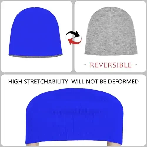 ZOORON 1 & 2 Pack Unisex Beanie for Men Women Reversible Winter Beanies Hat Knit Warm Plain Skull Cap Daily Beanie Hat - 3