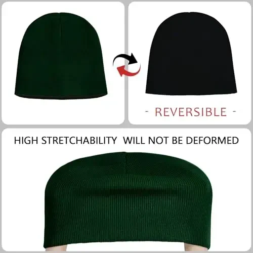 ZOORON 1 & 2 Pack Unisex Beanie for Men Women Reversible Winter Beanies Hat Knit Warm Plain Skull Cap Daily Beanie Hat - 3