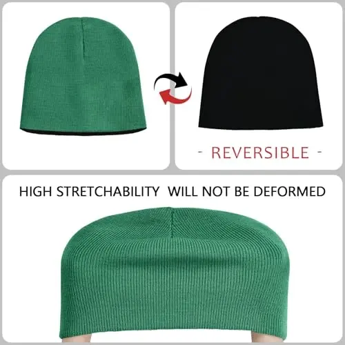 ZOORON 1 & 2 Pack Unisex Erkaklar Ayollar uchun Beanie Qaytariladigan Qishki Beani Shapka Trikotajli Issiq Oddiy Bosh Suyagi Kepkasi Kundalik Beani Shapka - 3