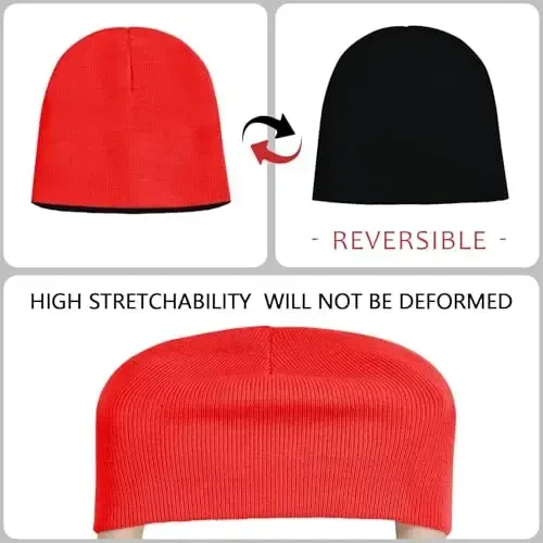 ZOORON 1 & 2 Pack Unisex Erkaklar Ayollar uchun Beanie Qaytariladigan Qishki Beanie Shlyapa Trikotajli Issiq Oddiy Bosh Suyagi Shapka Kundalik Beanie Shlyapa - 4