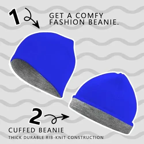 ZOORON 1 & 2 Pack Unisex Erkaklar Ayollar uchun Beanie Qaytariladigan Qishki Beanie Shlyapa Trikotajli Issiq Oddiy череп Cap Kundalik Beanie Shlyapa - 4