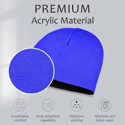 ZOORON 1 & 2 Pack Unisex Erkaklar Ayollar uchun Beanie Qaytariluvchi Qishki Beanie Shapka Trikotaj Iliq Tekis Bosh Suyagi Qalpog'i Kundalik Beanie Shapka - 2