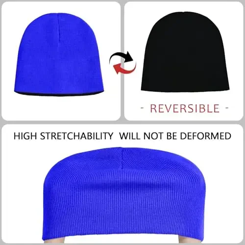 ZOORON 1 & 2 Pack Unisex Erkaklar Ayollar uchun Beanie Qaytariluvchi Qishki Beanie Shapka Trikotaj Iliq Tekis Bosh Suyagi Qalpog'i Kundalik Beanie Shapka - 3