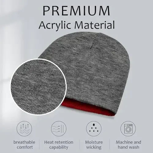 ZOORON 1 & 2 Pack Unisex Erkaklar va Ayollar uchun Beanie Qishki Shlyapalar To'qilgan Issiq Tekis Bosh Suyagi Kundalik Beanie Shlyapa - 2