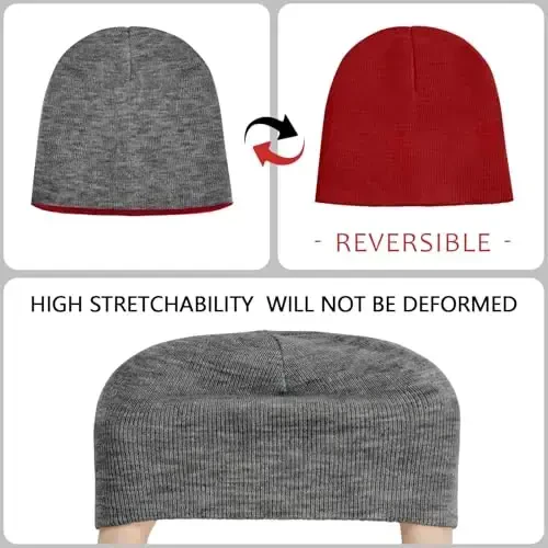 ZOORON 1 & 2 Pack Unisex Erkaklar va Ayollar uchun Beanie Qishki Shlyapalar To'qilgan Issiq Tekis Bosh Suyagi Kundalik Beanie Shlyapa - 3