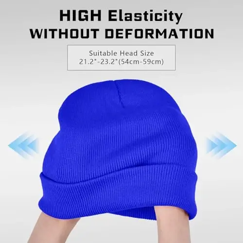ZOORON 1 & 2 Packs Beanie for Men Women Warm Winter Hats Acrylic Knit Cuffed Beanie Cap Unisex - 3