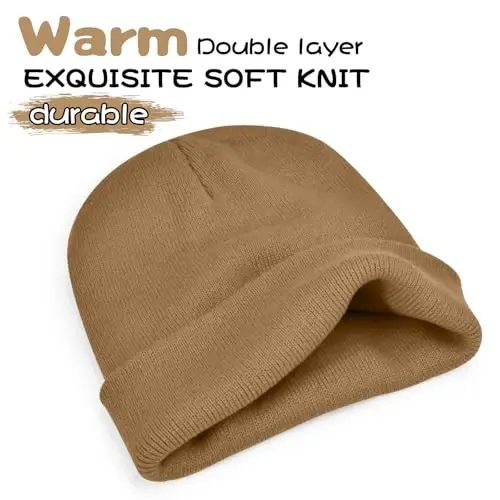 ZOORON 1 & 2 Packs Beanie for Men Women Warm Winter Hats Acrylic Knit Cuffed Beanie Cap Unisex - ZOORON