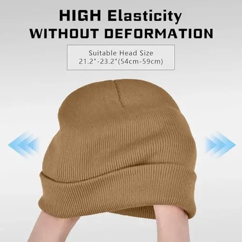 ZOORON 1 & 2 Packs Beanie for Men Women Warm Winter Hats Acrylic Knit Cuffed Beanie Cap Unisex - 3