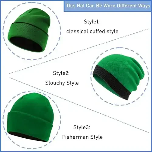 ZOORON 1 & 2 Packs Beanie for Men Women Warm Winter Hats Acrylic Knit Cuffed Beanie Cap Unisex - 5