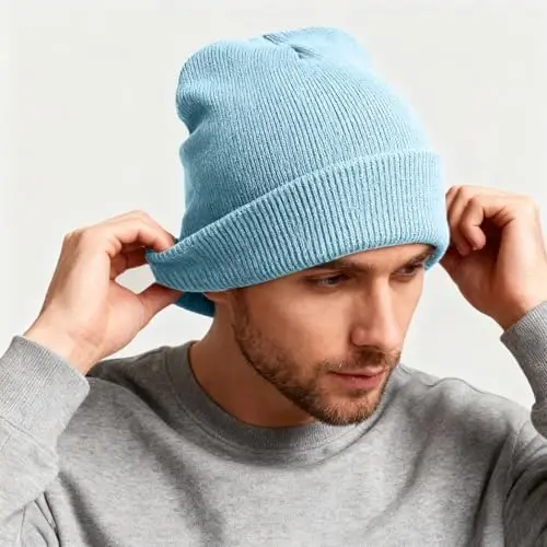 ZOORON 1 & 2 Packs Beanie for Men Women Warm Winter Hats Acrylic Knit Cuffed Beanie Cap Unisex - 2