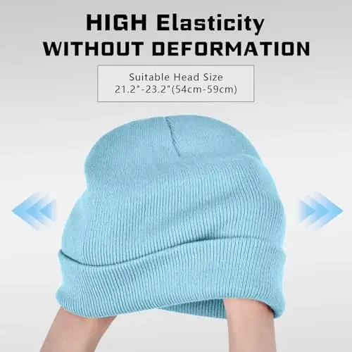 ZOORON 1 & 2 Packs Beanie for Men Women Warm Winter Hats Acrylic Knit Cuffed Beanie Cap Unisex - 3