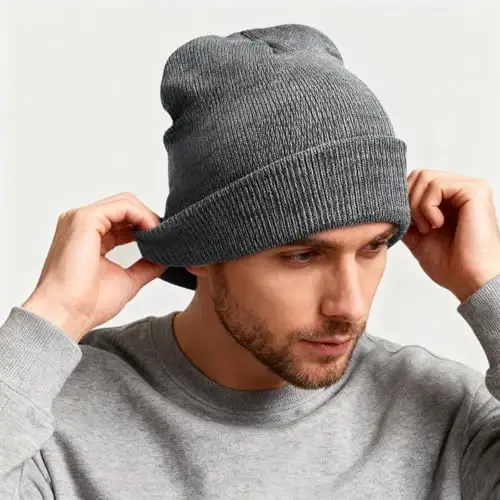 ZOORON 1 & 2 Packs Beanie for Men Women Warm Winter Hats Acrylic Knit Cuffed Beanie Cap Unisex - ZOORON (1)