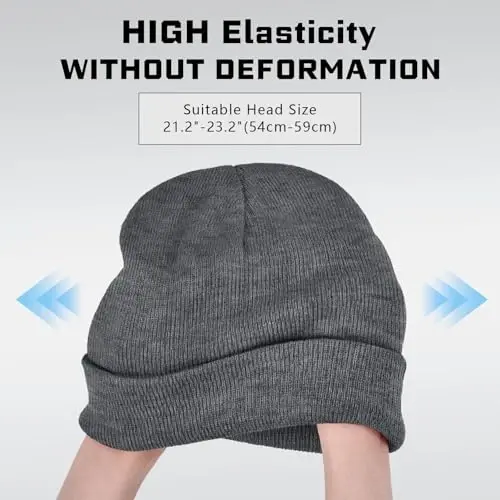 ZOORON 1 & 2 Packs Beanie for Men Women Warm Winter Hats Acrylic Knit Cuffed Beanie Cap Unisex - 3