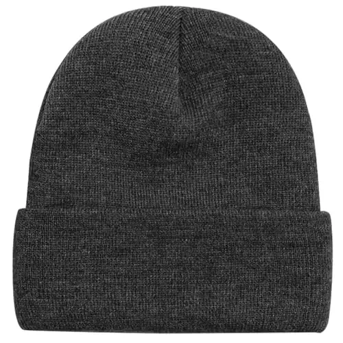 ZOORON 1 & 2 Packs Beanie for Men Women Warm Winter Hats Acrylic Knit Cuffed Beanie Cap Unisex - 5