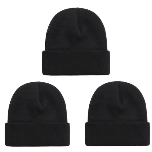 ZOORON 1 & 2 Packs Beanie for Men Women Warm Winter Hats Acrylic Knit Cuffed Beanie Cap Unisex - ZOORON