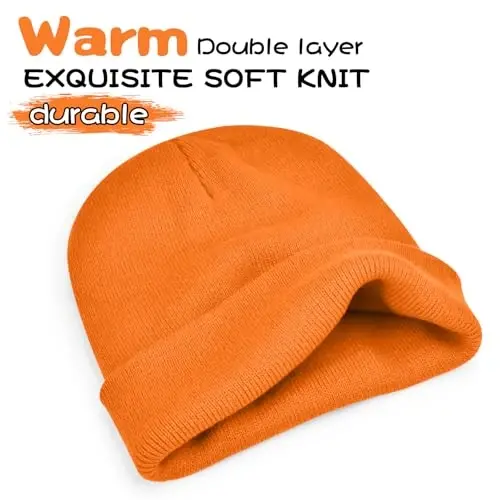 ZOORON 1 & 2 Packs Beanie for Men Women Warm Winter Hats Acrylic Knit Cuffed Beanie Cap Unisex - ZOORON