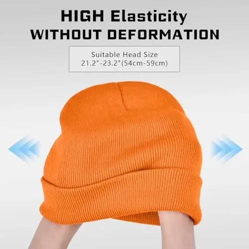 ZOORON 1 & 2 Packs Beanie for Men Women Warm Winter Hats Acrylic Knit Cuffed Beanie Cap Unisex - 3