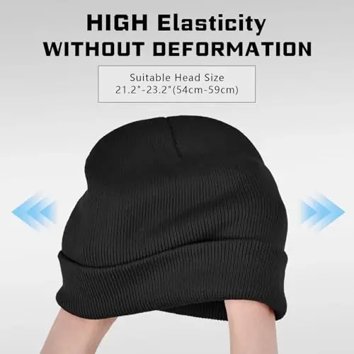 ZOORON 1 & 2 Packs Beanie for Men Women Warm Winter Hats Acrylic Knit Cuffed Beanie Cap Unisex - 4