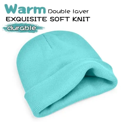 ZOORON 1 & 2 Packs Beanie for Men Women Warm Winter Hats Acrylic Knit Cuffed Beanie Cap Unisex - 5