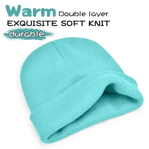 ZOORON 1 & 2 Packs Beanie for Men Women Warm Winter Hats Acrylic Knit Cuffed Beanie Cap Unisex - 5