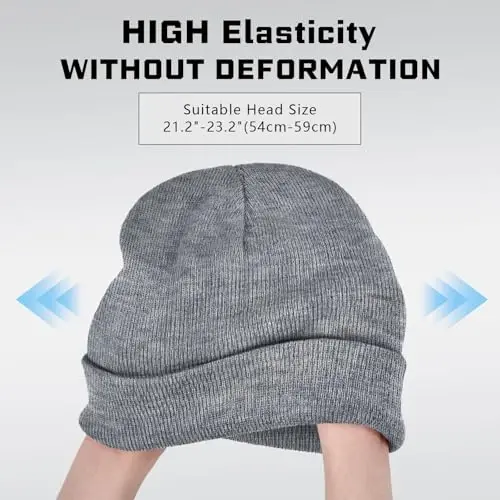 ZOORON 1 & 2 Packs Beanie for Men Women Warm Winter Hats Acrylic Knit Cuffed Beanie Cap Unisex - 3