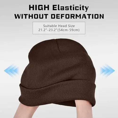 ZOORON 1 & 2 Packs Beanie for Men Women Warm Winter Hats Acrylic Knit Cuffed Beanie Cap Unisex - 3