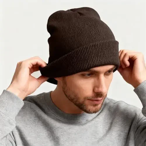 ZOORON 1 & 2 Packs Beanie for Men Women Warm Winter Hats Acrylic Knit Cuffed Beanie Cap Unisex - 2