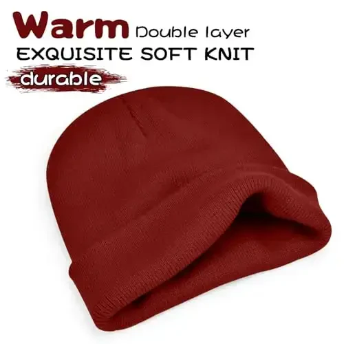 ZOORON 1 & 2 Packs Beanie for Men Women Warm Winter Hats Acrylic Knit Cuffed Beanie Cap Unisex - 1