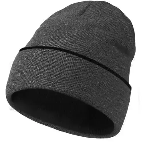 ZOORON 1 & 2 Packs Beanie for Men Women Warm Winter Hats Acrylic Knit Cuffed Beanie Cap Unisex - 1