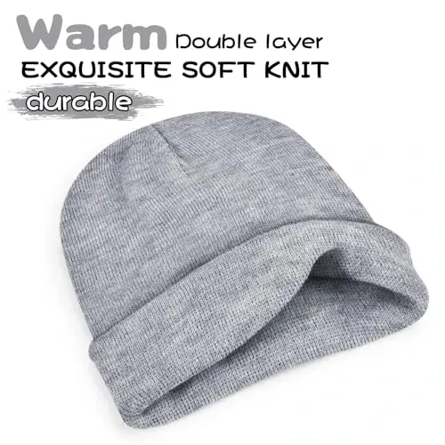 ZOORON 1 & 2 Packs Beanie for Men Women Warm Winter Hats Acrylic Knit Cuffed Beanie Cap Unisex - ZOORON (1)