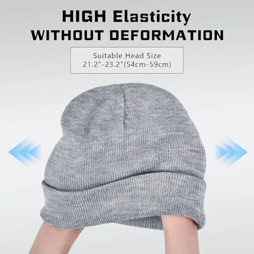 ZOORON 1 & 2 Packs Beanie for Men Women Warm Winter Hats Acrylic Knit Cuffed Beanie Cap Unisex - 4