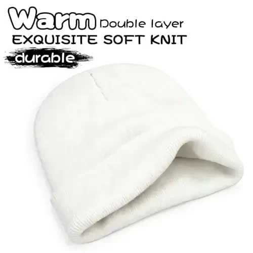 ZOORON 1 & 2 Packs Beanie for Men Women Warm Winter Hats Acrylic Knit Cuffed Beanie Cap Unisex - 2