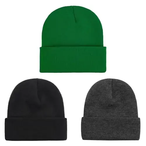 ZOORON 1 & 2 Packs Beanie for Men Women Warm Winter Hats Acrylic Knit Cuffed Beanie Cap Unisex 