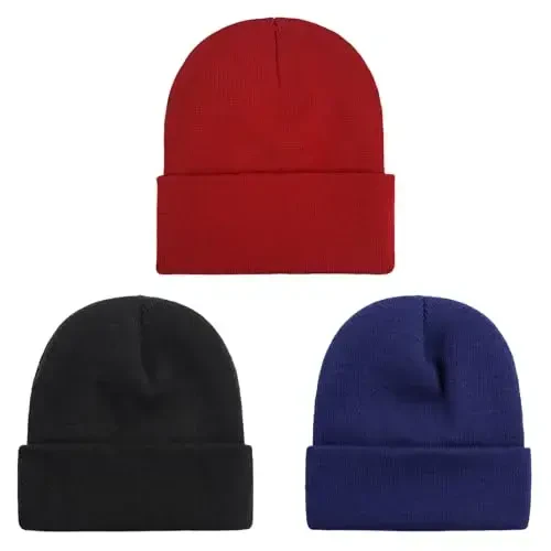 ZOORON 1 & 2 Packs Beanie for Men Women Warm Winter Hats Acrylic Knit Cuffed Beanie Cap Unisex 