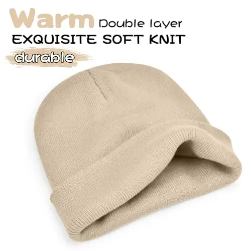 ZOORON 1 & 2 Packs Beanie for Men Women Warm Winter Hats Acrylic Knit Cuffed Beanie Cap Unisex - MODAZONE (1)