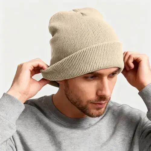 ZOORON 1 & 2 Packs Beanie for Men Women Warm Winter Hats Acrylic Knit Cuffed Beanie Cap Unisex - 3
