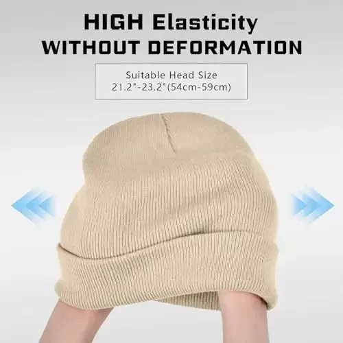 ZOORON 1 & 2 Packs Beanie for Men Women Warm Winter Hats Acrylic Knit Cuffed Beanie Cap Unisex - 4