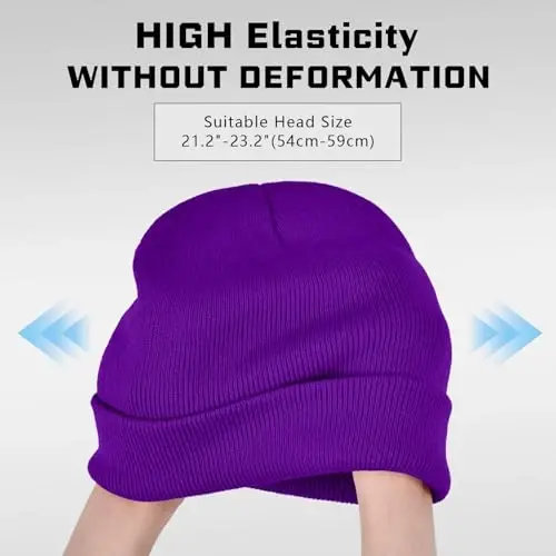 ZOORON 1 & 2 Packs Beanie for Men Women Warm Winter Hats Acrylic Knit Cuffed Beanie Cap Unisex - 3