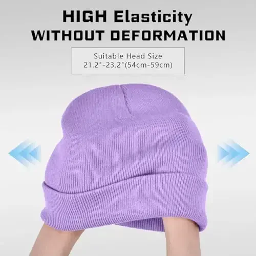 ZOORON 1 & 2 Packs Beanie for Men Women Warm Winter Hats Acrylic Knit Cuffed Beanie Cap Unisex - 3