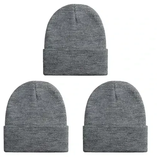 ZOORON 1 & 2 Packs Beanie for Men Women Warm Winter Hats Acrylic Knit Cuffed Beanie Cap Unisex - ZOORON