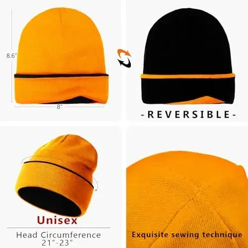 ZOORON 1 & 2 Packs Beanie for Men Women Warm Winter Hats Acrylic Knit Cuffed Beanie Cap Unisex - 2