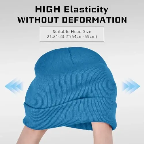ZOORON 1 & 2 Packs Beanie for Men Women Warm Winter Hats Acrylic Knit Cuffed Beanie Cap Unisex - 3