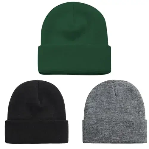 ZOORON 1 & 2 Packs Beanie for Men Women Warm Winter Hats Acrylic Knit Cuffed Beanie Cap Unisex - 1