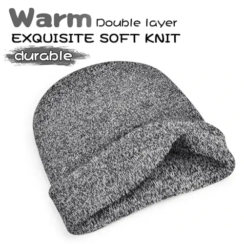 ZOORON 1 & 2 Packs Beanie for Men Women Warm Winter Hats Acrylic Knit Cuffed Beanie Cap Unisex - ZOORON (1)