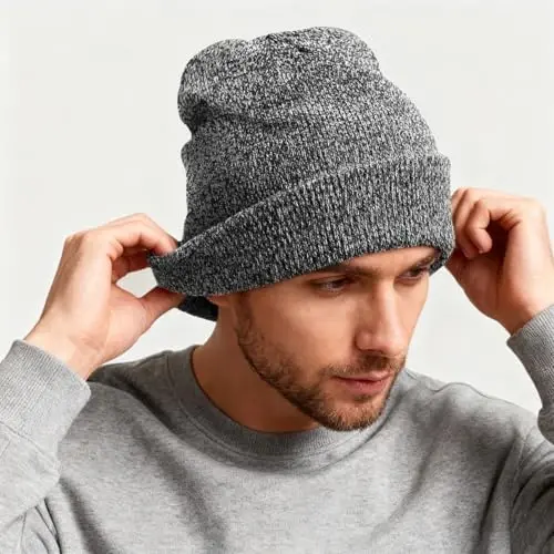 ZOORON 1 & 2 Packs Beanie for Men Women Warm Winter Hats Acrylic Knit Cuffed Beanie Cap Unisex - 3