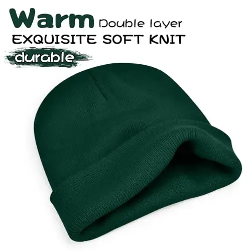 ZOORON 1 & 2 Packs Beanie for Men Women Warm Winter Hats Acrylic Knit Cuffed Beanie Cap Unisex - ZOORON