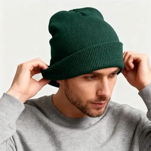 ZOORON 1 & 2 Packs Beanie for Men Women Warm Winter Hats Acrylic Knit Cuffed Beanie Cap Unisex - ZOORON (1)
